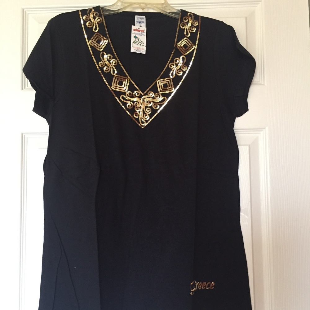 Beautiful Navy Blue Top with Golden Sequin Design